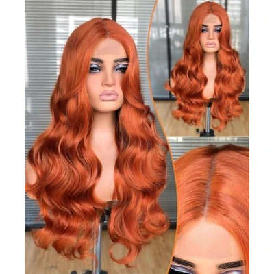 Image of Lizzy Long Wavy Wigs for Women Middle Part Curly Wig Natural Synthetic Heat Resistant Fiber Daily Party Use 26inch (Ginger)