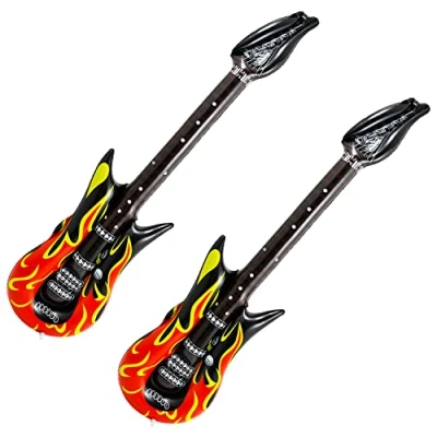 Image of XNHIU 90CM Inflatable Rock Guitar Flame Design Punk Costume Fancy Dress Prop (2)