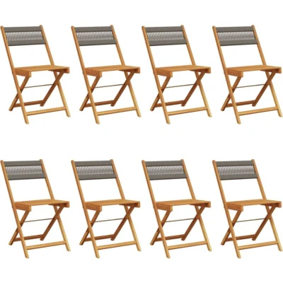 Image of Folding Garden Chairs 8 pcs Grey Solid Wood Acacia Vidaxl
