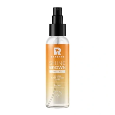 Image of BYROKKO Shine Brown Two Phase Super Tanning Spray (100 ml), Deep Tan Accelerator with Natural Oils and Hyaluronic Acid, Effective in Sunbeds &amp; Outdoor Sun, warm sunny Mango Scent