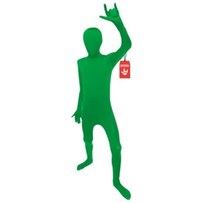 Image of Morphsuit Kids Full Body Costume Green, L Original Bodysuit For Children Super Stretch Suit Great DIY Party Outfit Halloween, Cosplay, Fancy Dress Boys &amp; Girls
