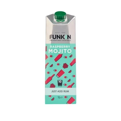 Image of Funkin Raspberry Mojito Pre Made Cocktail Mix 1 Litre (Case of 6) Just Add Spirits, Perfect For Parties