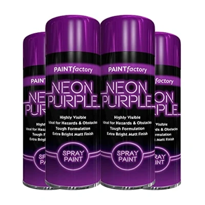 Image of Classic Signature 4 x Neon Purple 200ML, Spray Paint Aerosol Fluorescent Bright Graffiti (Banksey) Matt Finish