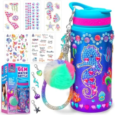 Image of PURPLE LADYBUG Decorate Your Own Water Bottle for Kids Fun Craft Sets Girls, Birthday Gifts 7 Year Old &amp; Great 8 Girls Christmas Age 6 9 10
