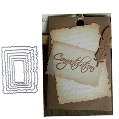Image of 6pcs Metal Cutting Die Vintage Rectangle Frame Paper Cut Scrapbooking Stamps Craft Cards Embossing Making Stencil