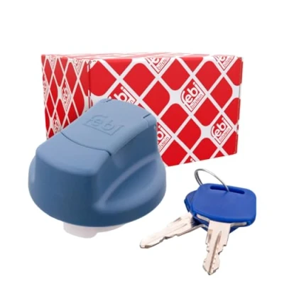 Image of 81154026008, 81154026027 Cap, fuel tank FEBI BILSTEIN 100327 40mm with lock, key blue