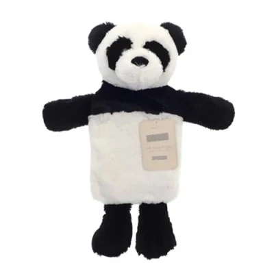 Image of Hot Water Bottle with Cover 1 Litre Fluffy Faux Fur Fleece Durable Winter Warm Natural Rubber Adults and Kids Cute Animal Novelty Plush Bag Cosy Gifts (Panda)