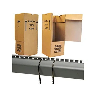 Image of 5 x LARGE STRONG WARDROBE CARDBOARD BOXES WITH HANGING RAILS FOR MOVING REMOVAL