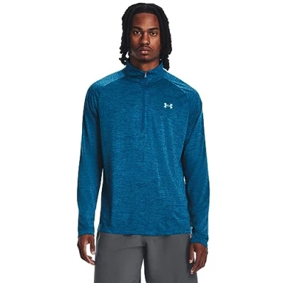 Image of Under Armour Men&#039;s Tech 2.0 1/2 Zip up Long Sleeve T Shirt Sweatshirt, (426) Varsity Blue / Blizzard, Medium