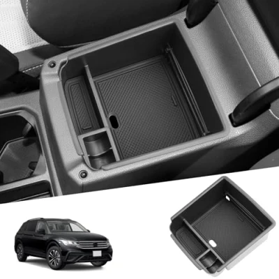 Image of SHAOHAO Kompatibel mit vw tiguan 2 MK2 2016 2023 / Seat Tarraco FR 2019 UK Car Center Console Organizer Tray Interiors Decoration Storage Box accessories
