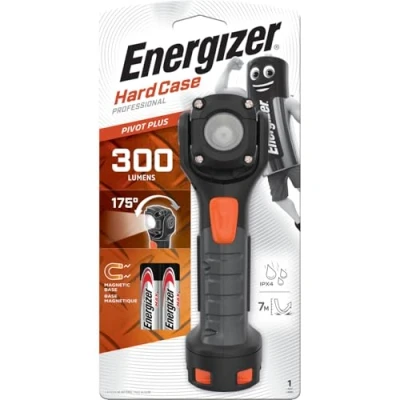 Image of Energizer Hardcase Professional LED Torch, Compact, Water and Impact Resistant, 170 Pivoting Light, Pocket sized, 300 Lumens, Batteries Included
