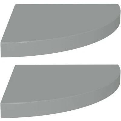 Image of vidaXL Floating Corner Shelves 2 pcs Grey 35x35x3.8 cm MDF