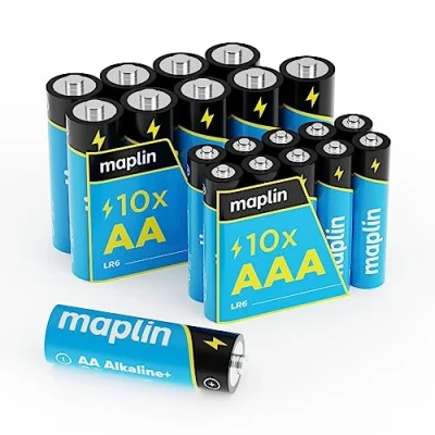 Image of Maplin 10x AA LR6 / AAA LR03 1.5V Alkaline Batteries (Triple A) 7 Year Shelf Life High Performance