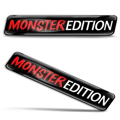 Image of Biomar Labs KS 174 3D Gel Silicone Sticker Monster Badge Red Stickers Car Motorcycle Bicycle Window Door Laptop