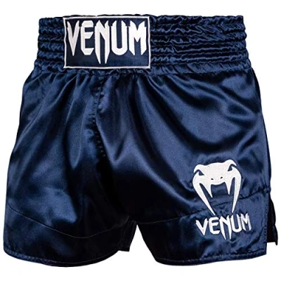 Image of Venum, Classic Muay Thai Shorts, Men&#039;s, XS, Navy Blue/White