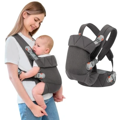 Image of IULONEE Baby Carrier Newborn to Toddler Ergonomic Infant Wrap Front &amp; Back Backpack Carry Portable Holder Sling for Dark Grey