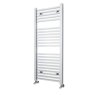 Image of Nuie Radiator MTY109 Modern Bathroom Vertical Square Heated Ladder Towel Rail, 1200mm x 500mm, Chrome, Set of 2 Pieces