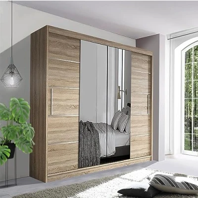 Image of 2 Door Sliding Wardrobe in 3 Sizes and 4 color (150cm, Oak/Sonoma)