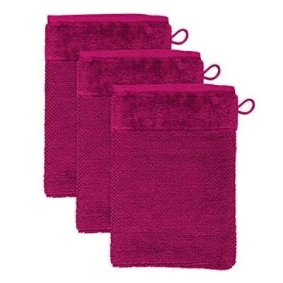 Image of Möve Set of 3 wash Gloves, Berry, 20 x 15 cm