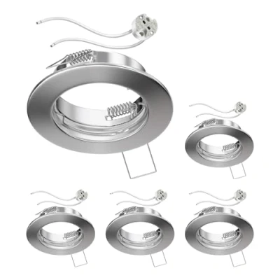 Image of ledscom.de 5 Pieces Ceiling recessed Frame Fere matt Chrome (LED/halogen/MR16/50mm) incl. GU5.3 Socket