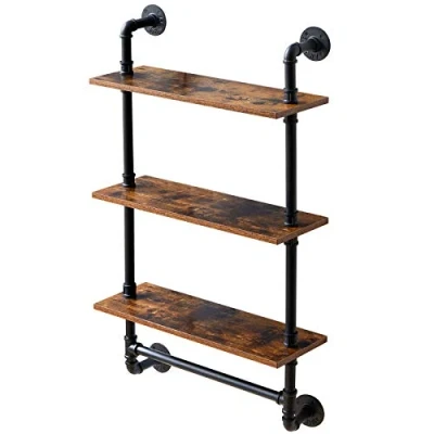Image of IBUYKE Pipe Floating Shelves, Wall Shelf Outdoor, 60x20x103cm, Decorative Shelving Unit for Wall, Plant Stand, Storage Organiser Bedroom, Bathroom, Living Room, Office RF TM015