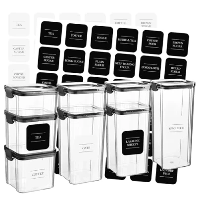 Image of Black 8pc Plastic Food Storage Containers Set By Argon Tableware