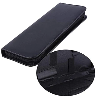 Image of Exblue CARRIER_BAG_CASE PU Leather Bag, Black 22*19cm, 0.5 pounds, Zipper, Unisex, Solid, Modern, 2 Compartments