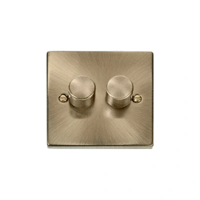 Image of Click Deco 2 Gang Way 100W LED Dimmer Switch Antique Brass