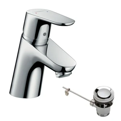 Image of hansgrohe Focus basin mixer tap 70 with pop up waste, chrome