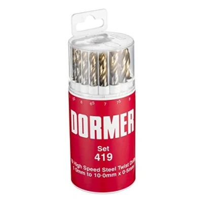 Image of Dormer A094419 HSS High Speed Steel Jobber Drill Bit Set with 118 Degree Tin Tipped Split Point, of 19