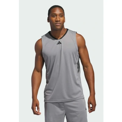 Image of adidas Performance 3STRIPES TANK Top, Men&#039;s, Size: Large, Grey three black