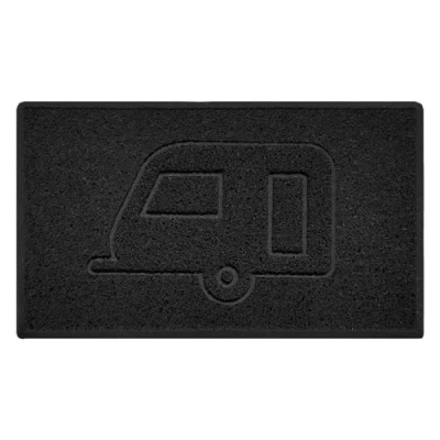 Image of Nicoman CARAVAN Embossed Shape Door Mat Dirt Trapper Washable Barrier Doormat (Use Indoor or Sheltered Outdoor) (75x44cm/29.5x17.3inches,Medium) Black