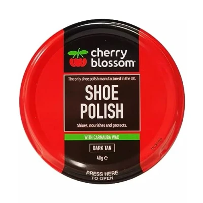 Image of DTD QUALITY MATTERS Cherry Blossom Shoe Polish Shines, Nourishes &amp; Protects With Carnauba Wax Available In All Styles Preventing Footwear From Cracking Traditional Colours (DARK TAN)