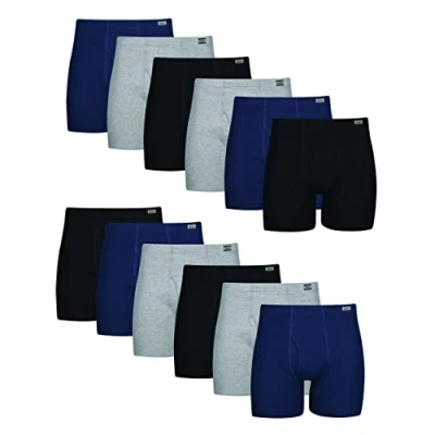 Image of Hanes Men&#039;s Tagless Boxer Briefs with Fabric Covered Waistband Multiple Packs Available, 12 Pack Assorted, S (Pack of 12)