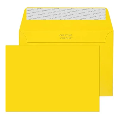 Image of Blake Creative Colour C6 114 x 162 mm 120 gsm Peel &amp; Seal Wallet Envelopes (103) Banana Yellow Pack of 500