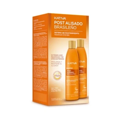 Image of Kativa Maintenance Kit Post Straightening 2 Units Shampoo and Conditioner Treatment Extends the Duration of Provides Hydration Eliminates Frizz Professional Quality