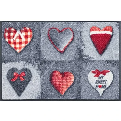 Image of Wash+Dry My Sweet Home Grey Doormat 40 x 60 cm Colourful Washable for Indoor and Outdoor Use