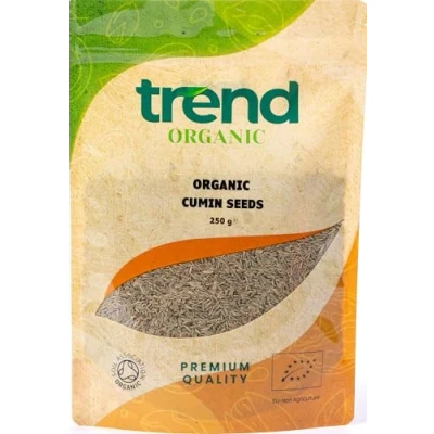 Image of Trend Organic Cumin Seeds, Versatile Kitchen Essential, Ideal Spice for Baking and Cooking with Earthy Flavour, Certified Organic, Vegan, Non GMO, No Additives Preservatives, Raw, 250g