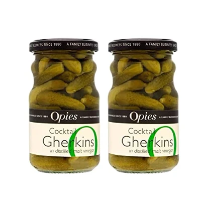 Image of Opies Cocktail Gherkins in Distilled Malt Vinegar (227g) Pack of 2