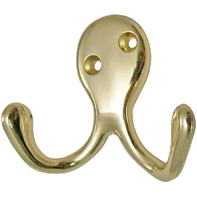 Image of Merriway BH04888 (2 Pcs) Twin Robe Hook Brassed Pack of 2 Pieces