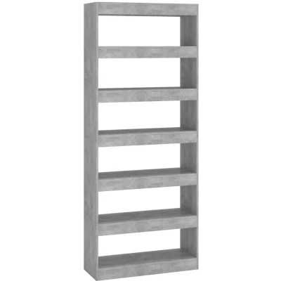 Image of vidaXL Book Cabinet/Room Divider Concrete Grey 80x30x198 cm Engineered Wood