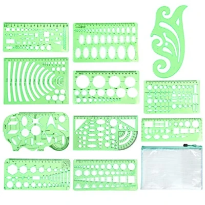 Image of 11 Pcs Circle Templates for Drawing, Drawing Templates, Technical Geometry Stencil Set with Storage Bag Office and School, Building Formwork, Drawings Drafting
