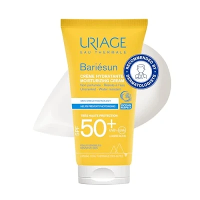 Image of Uriage Bariésun Moisturizing Face Sunscreen SPF50+, 50ml Very High Protection UVA/UVB &amp; Blue Light Water Resistant, Non Comedogenic No White Cast, Invisible Finish Adults Children