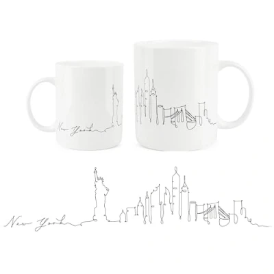 Image of Purely Home New York City Skyline Collection Bone China Mug White Coffee/Tea Present Gift for Travel Lovers