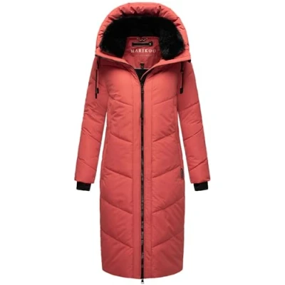 Image of MARIKOO Nadaree XVI Women&#039;s Winter Coat Warm Quilted Long with Adjustable Hood and High Collar XS XXL, red,