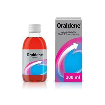 Image of Oraldene Mouthwash Use at First Sign of Sore Throat Medicated Treatment for Adults 200ml