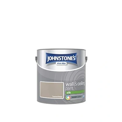 Image of Johnstone&#039;s Wall &amp; Ceiling Paint Toasted Beige Silk Finish Emulsion Fantastic Coverage Easy to Apply Dry in 1 2 Hours 12m2 per Litre 2.5L