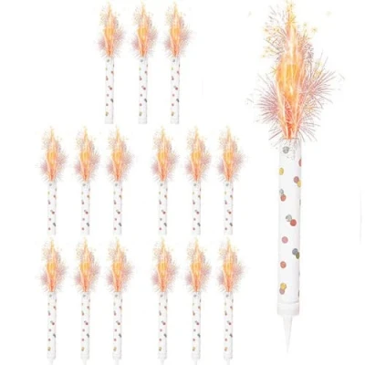 Image of Ice Fountain Candles for Cakes, Cake Sparklers, Toppers, Ideal Christmas Decoration, Birthday Party, Decorations, and Other Special Occasions (15pcs Rose Gold Fountain)
