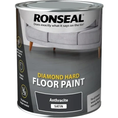 Image of Ronseal Diamond Hard Floor Paint Satin Anthracite 750ml