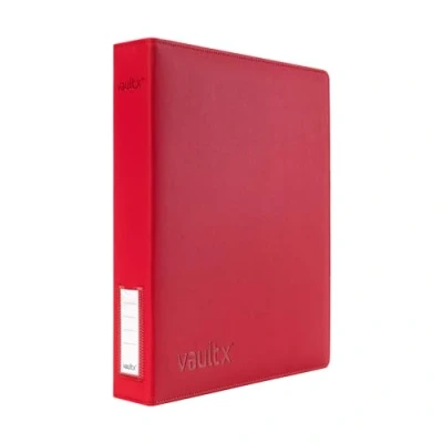 Image of Vault X Premium Exo Tec 3 Ring TCG Binder for 9 Pocket Trading Card Pages 30+ Page Capacity Easy Open D Clip CCG Photo Cards (Slim, Red)
